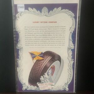 Vintage 1940 GoodYear Tires Luxury Beyond Compare Ad Advertisement